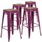 Flash Furniture Backless Purple Barstool with Square Wood Seat, 30" High, PK4 4-ET-BT3503-30-PUR-WD-GG - alternate 2